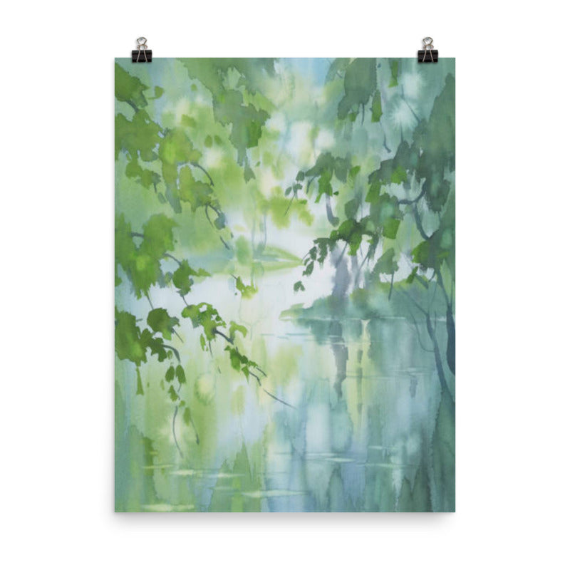 Forest Stream Watercolor Print