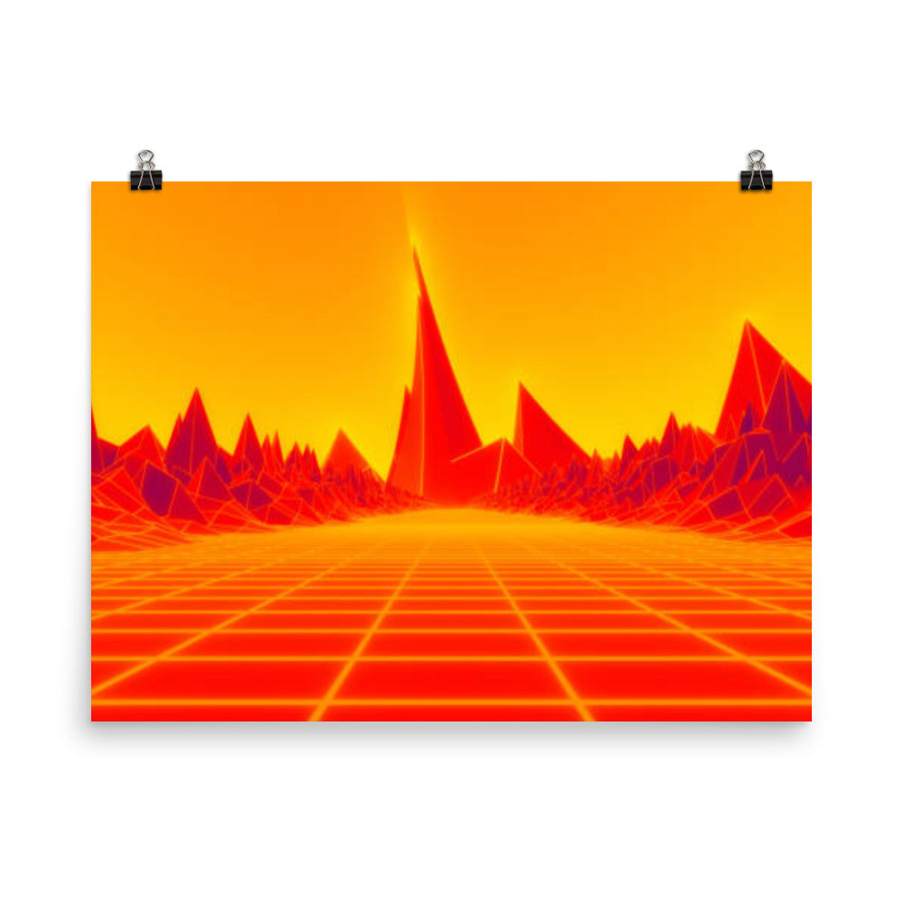 3D Wireframe Landscape Poster